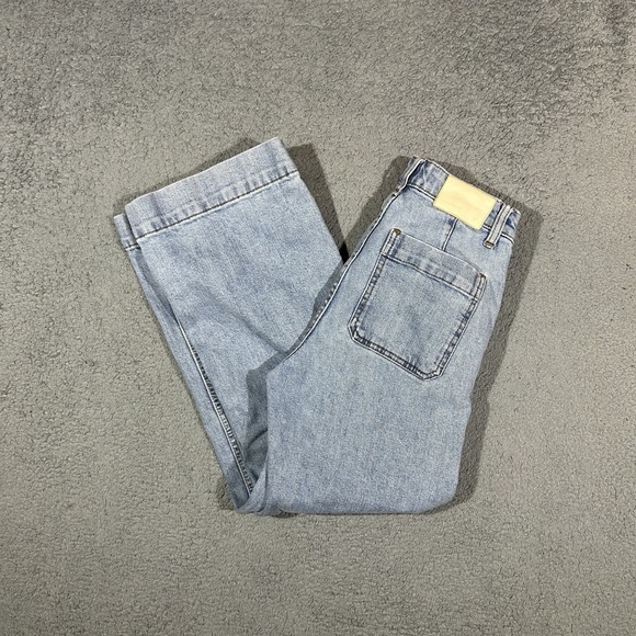 Everlane Denim - Everlane Cropped Wide Leg Jeans Womens 25 Light Wash Denim High Rise #3182